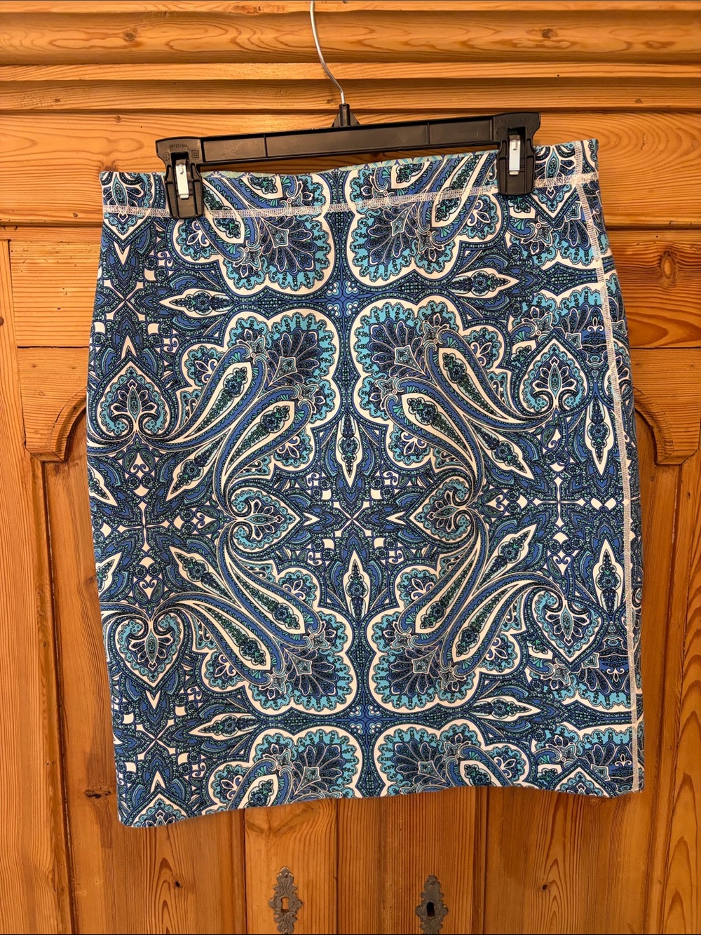 J McLaughlin Blue Paisley Pencil Skirt -